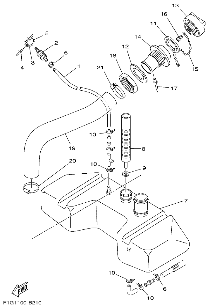 Yamaha F1G1 OIL TANK parts diagram